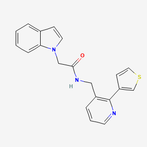 2-(1H-indol-1-yl)-N-((2-(thiophen-3-yl)pyridin-3-yl)methyl)acetamide