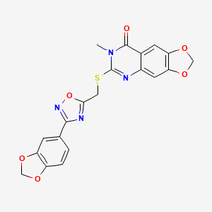 6-(((3-(benzo[d][1,3]dioxol-5-yl)-1,2,4-oxadiazol-5-yl)methyl)thio)-7-methyl-[1,3]dioxolo[4,5-g]quinazolin-8(7H)-one