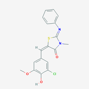 molecular formula C18H15ClN2O3S B298373 (2E,5E)-5-(3-chloro-4-hydroxy-5-methoxybenzylidene)-3-methyl-2-(phenylimino)-1,3-thiazolidin-4-one 