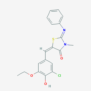 molecular formula C19H17ClN2O3S B298374 (2E,5E)-5-(3-chloro-5-ethoxy-4-hydroxybenzylidene)-3-methyl-2-(phenylimino)-1,3-thiazolidin-4-one 