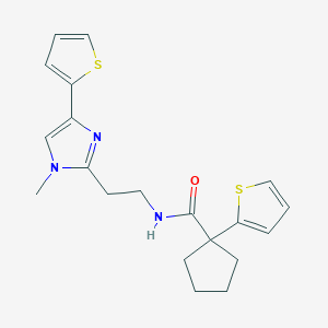 molecular formula C20H23N3OS2 B2983741 N-(2-(1-methyl-4-(thiophen-2-yl)-1H-imidazol-2-yl)ethyl)-1-(thiophen-2-yl)cyclopentanecarboxamide CAS No. 1396676-76-8