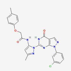 molecular formula C24H20ClN7O3 B2983750 N-(1-(1-(3-chlorophenyl)-4-oxo-4,5-dihydro-1H-pyrazolo[3,4-d]pyrimidin-6-yl)-3-methyl-1H-pyrazol-5-yl)-2-(p-tolyloxy)acetamide CAS No. 1170026-18-2