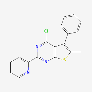 molecular formula C18H12ClN3S B2983777 2-{4-Chloro-6-methyl-5-phenylthieno[2,3-d]pyrimidin-2-yl}pyridine CAS No. 885460-88-8