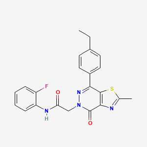 molecular formula C22H19FN4O2S B2983786 2-(7-(4-乙基苯基)-2-甲基-4-氧代噻唑并[4,5-d]嘧啶-5(4H)-基)-N-(2-氟苯基)乙酰胺 CAS No. 941928-02-5