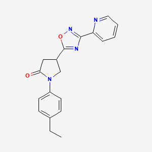 molecular formula C19H18N4O2 B2983787 1-(4-Ethylphenyl)-4-(3-(pyridin-2-yl)-1,2,4-oxadiazol-5-yl)pyrrolidin-2-one CAS No. 941918-13-4