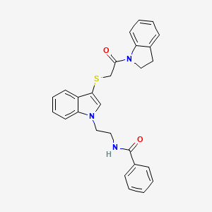 N-(2-(3-((2-(indolin-1-yl)-2-oxoethyl)thio)-1H-indol-1-yl)ethyl)benzamide