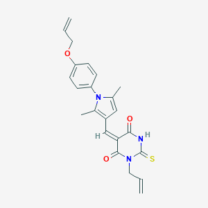 molecular formula C23H23N3O3S B298383 (5E)-5-({2,5-dimethyl-1-[4-(prop-2-en-1-yloxy)phenyl]-1H-pyrrol-3-yl}methylidene)-1-(prop-2-en-1-yl)-2-thioxodihydropyrimidine-4,6(1H,5H)-dione 