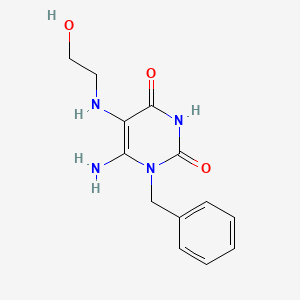 molecular formula C13H16N4O3 B2983851 6-氨基-1-苄基-5-[(2-羟乙基)氨基]-1,2,3,4-四氢嘧啶-2,4-二酮 CAS No. 380433-19-2