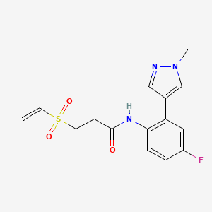 3-Ethenylsulfonyl-N-[4-fluoro-2-(1-methylpyrazol-4-yl)phenyl]propanamide