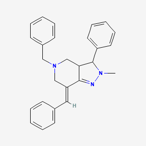 molecular formula C27H27N3 B2983853 (7E)-5-benzyl-7-benzylidene-2-methyl-3-phenyl-3,3a,4,6-tetrahydropyrazolo[4,3-c]pyridine CAS No. 477871-31-1