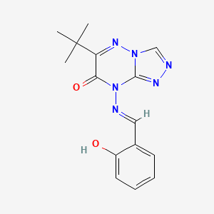 molecular formula C15H16N6O2 B2983854 (E)-6-(叔丁基)-8-((2-羟基亚苄基)氨基)-[1,2,4]三唑并[4,3-b][1,2,4]三嗪-7(8H)-酮 CAS No. 328020-82-2