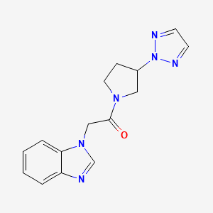 molecular formula C15H16N6O B2983864 1-(3-(2H-1,2,3-triazol-2-yl)pyrrolidin-1-yl)-2-(1H-benzo[d]imidazol-1-yl)ethanone CAS No. 2034346-72-8