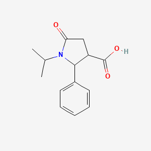 molecular formula C14H17NO3 B2983866 1-Isopropyl-5-oxo-2-phenylpyrrolidine-3-carboxylic acid CAS No. 94655-10-4