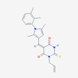 molecular formula C22H23N3O2S B298387 1-allyl-5-{[1-(2,3-dimethylphenyl)-2,5-dimethyl-1H-pyrrol-3-yl]methylene}-2-thioxodihydro-4,6(1H,5H)-pyrimidinedione 