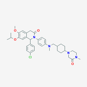 molecular formula C38H47ClN4O4 B2983871 3(2H)-Isoquinolinone, 1-(4-chlorophenyl)-1,4-dihydro-6-methoxy-7-(1-methylethoxy)-2-[4-[methyl[[trans-4-(4-methyl-3-oxo-1-piperazinyl)cyclohexyl]methyl]amino]phenyl]- CAS No. 1313363-86-8