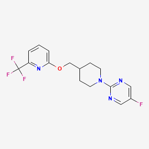 molecular formula C16H16F4N4O B2983875 5-Fluoro-2-[4-({[6-(trifluoromethyl)pyridin-2-yl]oxy}methyl)piperidin-1-yl]pyrimidine CAS No. 2200785-64-2