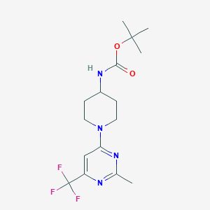 molecular formula C16H23F3N4O2 B2983878 Tert-butyl {1-[2-methyl-6-(trifluoromethyl)pyrimidin-4-yl]piperidin-4-yl}carbamate CAS No. 1982187-39-2