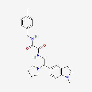 molecular formula C25H32N4O2 B2983880 N1-(4-甲基苄基)-N2-(2-(1-甲基吲哚-5-基)-2-(吡咯烷-1-基)乙基)草酰胺 CAS No. 922013-97-6