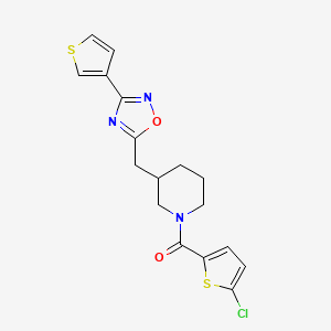 (5-Chlorothiophen-2-yl)(3-((3-(thiophen-3-yl)-1,2,4-oxadiazol-5-yl)methyl)piperidin-1-yl)methanone