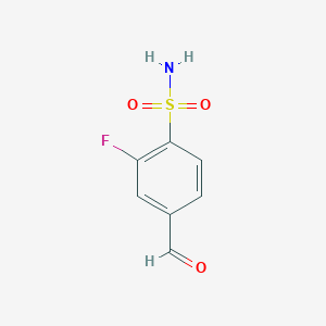 molecular formula C7H6FNO3S B2983885 2-氟-4-甲酰苯磺酰胺 CAS No. 1289048-03-8