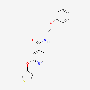 molecular formula C18H20N2O3S B2983887 N-(2-phenoxyethyl)-2-((tetrahydrothiophen-3-yl)oxy)isonicotinamide CAS No. 2034498-41-2