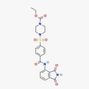 molecular formula C22H22N4O7S B2983893 4-[4-[(1,3-二氧代异吲哚-4-基)氨基羰基]苯基]磺酰基哌嗪-1-甲酸乙酯 CAS No. 398998-57-7