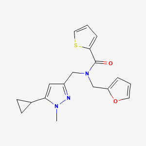 N-((5-cyclopropyl-1-methyl-1H-pyrazol-3-yl)methyl)-N-(furan-2-ylmethyl)thiophene-2-carboxamide