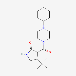 molecular formula C19H33N3O2 B2983898 4-Tert-butyl-3-(4-cyclohexylpiperazine-1-carbonyl)pyrrolidin-2-one CAS No. 2097895-90-2