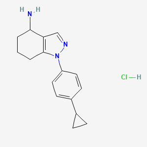 molecular formula C16H20ClN3 B2983902 1-(4-Cyclopropylphenyl)-4,5,6,7-tetrahydroindazol-4-amine;hydrochloride CAS No. 2288709-70-4