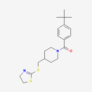 molecular formula C20H28N2OS2 B2983904 (4-(叔丁基)苯基)(4-(((4,5-二氢噻唑-2-基)硫代)甲基)哌啶-1-基)甲苯酮 CAS No. 1396628-83-3