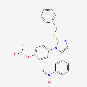 molecular formula C23H17F2N3O3S B2983905 2-(苄硫基)-1-(4-(二氟甲氧基)苯基)-5-(3-硝基苯基)-1H-咪唑 CAS No. 1226444-48-9