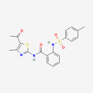 molecular formula C20H19N3O4S2 B2983924 N-(5-acetyl-4-methyl-1,3-thiazol-2-yl)-2-[(4-methylphenyl)sulfonylamino]benzamide CAS No. 325720-24-9
