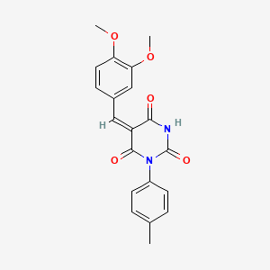 (5E)-5-[(3,4-dimethoxyphenyl)methylidene]-1-(4-methylphenyl)-1,3-diazinane-2,4,6-trione