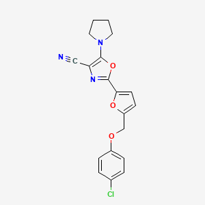 2-(5-((4-Chlorophenoxy)methyl)furan-2-yl)-5-(pyrrolidin-1-yl)oxazole-4-carbonitrile