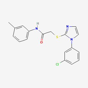 molecular formula C18H16ClN3OS B2983938 2-((1-(3-chlorophenyl)-1H-imidazol-2-yl)thio)-N-(m-tolyl)acetamide CAS No. 851132-88-2