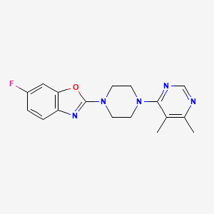 molecular formula C17H18FN5O B2983940 2-[4-(5,6-Dimethylpyrimidin-4-yl)piperazin-1-yl]-6-fluoro-1,3-benzoxazole CAS No. 2380177-46-6