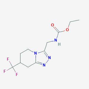 molecular formula C11H15F3N4O2 B2983948 Ethyl ((7-(trifluoromethyl)-5,6,7,8-tetrahydro-[1,2,4]triazolo[4,3-a]pyridin-3-yl)methyl)carbamate CAS No. 2034539-44-9