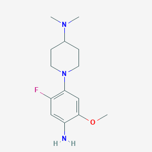 molecular formula C14H22FN3O B2983953 1-(4-Amino-2-fluoro-5-methoxyphenyl)-N,N-dimethyl-4-piperidinamine CAS No. 1961612-85-0