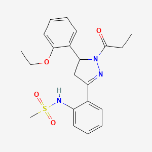 molecular formula C21H25N3O4S B2983966 N-{2-[5-(2-乙氧基苯基)-1-丙酰基-4,5-二氢-1H-吡唑-3-基]苯基}甲磺酰胺 CAS No. 923250-18-4