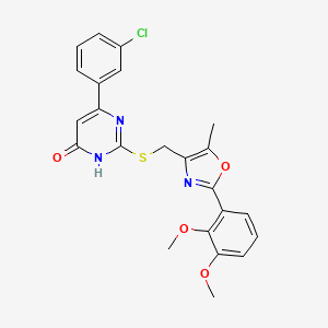 6-(3-Chlorophenyl)-2-(((2-(2,3-dimethoxyphenyl)-5-methyloxazol-4-yl)methyl)thio)pyrimidin-4-ol