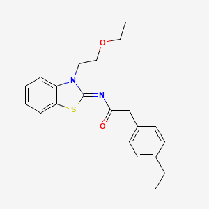 molecular formula C22H26N2O2S B2983973 (Z)-N-(3-(2-ethoxyethyl)benzo[d]thiazol-2(3H)-ylidene)-2-(4-isopropylphenyl)acetamide CAS No. 1007018-20-3