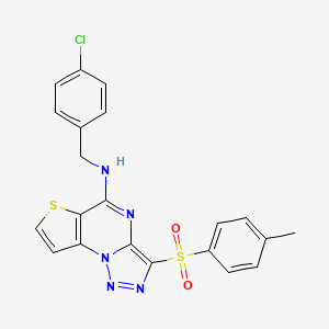 molecular formula C21H16ClN5O2S2 B2983982 N-(4-氯苄基)-3-[(4-甲基苯基)磺酰基]噻吩并[2,3-e][1,2,3]三唑并[1,5-a]嘧啶-5-胺 CAS No. 892732-01-3