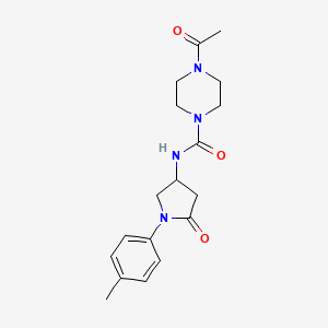 molecular formula C18H24N4O3 B2983985 4-乙酰基-N-(5-氧代-1-(对甲苯基)吡咯烷-3-基)哌嗪-1-甲酰胺 CAS No. 894025-01-5
