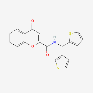 4-oxo-N-(thiophen-2-yl(thiophen-3-yl)methyl)-4H-chromene-2-carboxamide