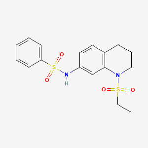molecular formula C17H20N2O4S2 B2983987 N-(1-(ethylsulfonyl)-1,2,3,4-tetrahydroquinolin-7-yl)benzenesulfonamide CAS No. 946227-38-9