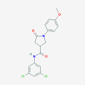 molecular formula C18H16Cl2N2O3 B298399 N-(3,5-dichlorophenyl)-1-(4-methoxyphenyl)-5-oxopyrrolidine-3-carboxamide 