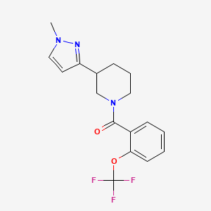 molecular formula C17H18F3N3O2 B2983997 (3-(1-methyl-1H-pyrazol-3-yl)piperidin-1-yl)(2-(trifluoromethoxy)phenyl)methanone CAS No. 2034288-36-1