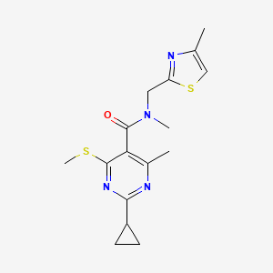2-cyclopropyl-N,4-dimethyl-N-[(4-methyl-1,3-thiazol-2-yl)methyl]-6-(methylsulfanyl)pyrimidine-5-carboxamide