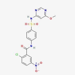 molecular formula C18H14ClN5O6S B2984002 2-氯-N-{4-[(6-甲氧基嘧啶-4-基)磺酰基]苯基}-5-硝基苯甲酰胺 CAS No. 302952-08-5