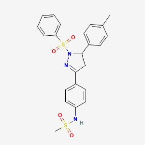 N-(4-(1-(phenylsulfonyl)-5-(p-tolyl)-4,5-dihydro-1H-pyrazol-3-yl)phenyl)methanesulfonamide